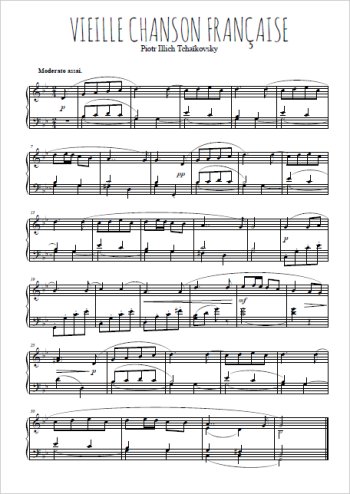 Téléchargez l'arrangement pour piano de la partition de Vieille chanson française (Romance) en PDF
